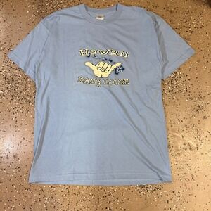 Organic Bayside Hawaii Hang Loose T Shirt Mens Large Light Blue Made in USA